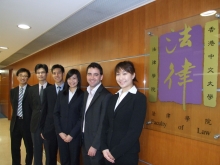 (From left) Spencer Wong, Peter Chang, Chester Hui, Simone Hui, Professor Michael Ramsden, Assistant Professor of the Faculty of Law, CUHK, and Charmine Cheung