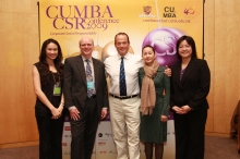 (From Left) Tisha Law, Conference Media & Marketing Rep; Prof. Michael J. Ferguson, Director of CUMBA Programmes; Robert Swan, OBE; Diana Tsui, Director of Corporate Social Responsibility, KMPG; Brigit Fung, Conference Chairlady