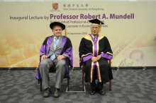 Professor Mundell, Distinguished Professor-at-Large of CUHK; and Professor Lawrence J. Lau, CUHK Vice-Chancellor