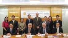 Mr. Martin Murphy, Economic/Political Section Chief of the U.S. Consulate General in Hong Kong; Prof. Lawrence J. Lau; Dr. Bryant Cramer; Prof. Lin Hui, Director of ISEIS (front row, from left); and key members of CUHK, ISEIS, U.S. Consulate General in Hong Kong and USGS (back row) at the signing ceremony