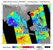 图4：QuikSCAT散射计计算出来的2008年4月17日台风风场