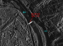 TerraSAR 1米解析度雷達圖像中的都江堰水利樞紐（2008年5月16日）