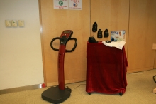 Research products (from left) Interactive Weightbearing Exercise Platform (iWE platform), Fall Prevention Shoes and Hip Protector