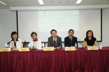 (From Left) Professor Alice Pik Shan KONG, Associate Professor, Department of Medicine and Therapeutics, Faculty of Medicine, CUHK; Professor Juliana Chung Ngor CHAN, Professor of Medicine and Therapeutic, Department of Medicine and Therapeutics, CUHK; Professor Enders Kwok Wai NG, Head of Division of Upper Gastrointestinal Surgery, Department of Surgery, Faculty of Medicine, CUHK; Dr. Simon Kin Hung WONG, Clinical Associate Professor (Honorary), Department of Surgery, Faculty of Medicine, CUHK and Dr. Vanessa Wan Sze NG, Clinical Tutor (Honorary), Department of Medicine and Therapeutics, Faculty of Medicine, CUHK present the study finding.