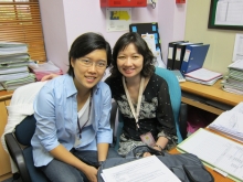 Phoebe Wan (left) and her supervisor at Tanjong Pagar Family Service Center in Singapore