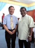 Vice President Kerai Mariur of Republic Palau (right) meets with Prof. Lin Hui in the opening session of the training programme and thanks for the support from Hong Kong.