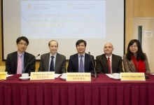 (from left) Dr. Patrick KWAN, Honorary Clinical Associate Professor, Department of Medicine and Therapeutics, CUHK; Prof. Larry BAUM, Associate Professor, School of Pharmacy, CUHK; Prof. SHAM Pak Chung, Head of Department of Psychiatry, Li Ka Shing Faculty of Medicine, HKU; Dr. Stacey CHERNY, Assistant Professor, Department of Psychiatry, Li Ka Shing Faculty of Medicine, HKU; and Ms. GUO Youling, PhD Student, Department of Psychiatry, Li Ka Shing Faculty of Medicine, HKU.