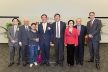 (From Left) Prof. Zhang Junsen, Prof. Paul Lee, Lady Kao, Prof. Justin Yifu Lin, Prof. Joseph Sung, Mrs. Lin, Sir C.K. Chow and Mr. Vincent Piket