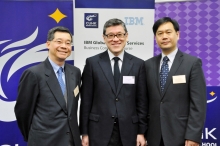 (From left) Mr. Tony Tai, General Manager, IBM China/Hong Kong Ltd; Prof. TJ Wong, Dean, CUHK Business School; Mr. Joseph Wong, Partner and Hong Kong Practice Leader, Global Business Services, IBM China/Hong Kong Ltd