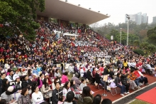 3,000 CUHK students, staff and alumni witness the kick-off of 50th anniversary celebrations of the University at Lingnan Stadium.