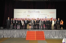 The officiating guests of the opening ceremony of the APAIE Conference and Exhibition 2013 take a group photo with members of APAIE Board of Directors, guests, representatives of supporting organizations, and CUHK officers.