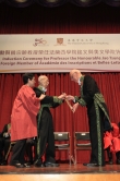 Prof. Michel Zink, Permanent Secretary, Académie des Inscriptions et Belles-Lettres of Institut de France (right) presents the Sword of Goujian to Prof. Jao Tsung-I.