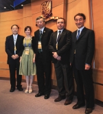 Prof. LIN Hui, ISEIS director; Dr. ZHANG Songmei, Division Chief of NRSCC; Prof. FUNG Tung, Associate Pro-Vice-Chancellor of CUHK; Dr. Yves-Louis DESNOS, Head of Research and Development Section and Senior Advisor of Science, Applications and Future Technologies Department, ESRIN; and Prof. LI Zengyuan of NRSCC posed a group photo at the opening session of the training course.