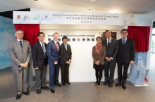 Unveiling ceremony of the Jockey Club Museum of Climate Change: (from left) Prof Gabriel LAU, Director of Institute of Environment, Energy and Sustainability, CUHK; Prof P. C. CHING, Pro-Vice-Chancellor of CUHK and Chairman of the Steering Committee of CUHK Jockey Club Initiative Gaia; Mr Winfried ENGELBRECHT-BRESGES, Chief Executive Officer of the Hong Kong Jockey Club; Dr Rebecca LEE, Founder of Polar Museum Foundation; Ms Christine LOH, Under Secretary for the Environment, The HKSAR Government; Prof Joseph J Y SUNG, Vice-Chancellor and President of CUHK; Mr Douglas SO, Executive Director, Charities, Hong Kong Jockey Club