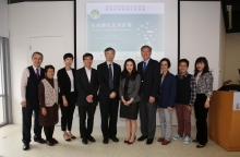 (From left) Prof Lee-man Chu, Associate Professor of the School of Life Sciences, CUHK; Ms Shuet-fan Leung, TWGHs Yow Kam Yuen College; Ms Pat Wong, Fanling Environmental Resource Centre of the Environmental Protection Department; Mr Pak-shing Tai, Principal of TWGHs Yow Kam Yuen College, Prof Tung Fung, Associate Vice-President of CUHK; Ms Shirley Fisher, Charities Manager of The Hong Kong Jockey Club; Prof Nelson Chen, Director of the School of Architecture, CUHK; Ms May Chung, Polar Museum Foundation; Prof Amos Pui Kuen Tai, Assistant Professor of Faculty of Science, CUHK; and Mrs Cecilia Lam, Programme Director of CUHK Jockey Club Initiative Gaia.