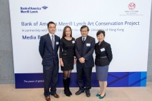 (From left) Prof. Josh Yiu, Associate Director of the Art Museum, CUHK; Ms. Lilian Chong, Asia Pacific Head of Corporate Social Responsibility of Bank of America Merrill Lynch; Prof. Leung Yuen Sang, Director of the Institute of Chinese Studies, CUHK; Prof. Jenny F. So, Director of the Art Museum.