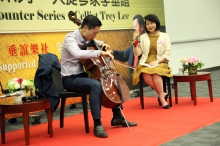 Mr Trey Lee, Cellist (left) and Mrs Janice Choi, Chairman of Musicus Society.