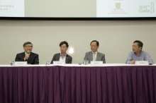 (From left) Sharing by Mr AU Kwong-wing, Principal of The Chinese Foundation Secondary School, Mr Jacky KO, winner of the ‘Eco Star Award 2014’, and Mr TSUI Chun-cheung, Principal of Tai Po Old Market Public School (Plover Cove)