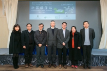 (From left) Mrs Cecilia Lam, Programme Director of CUHK Jockey Club Initiative Gaia;  Mr Kwok Lit-tung, Chief Executive of the Christian Family Service Centre; Professor Poon Chi-sun, Chair Professor of Sustainable Construction Materials, Department of Civil and Environmental Engineering, The Hong Kong Polytechnic University; Professor Fung Tung, Associate Vice-President, CUHK; Mr Samson Lai, Assistant Director of the Environmental Protection Department, Hong Kong SAR Government; Ms Alice Lam, Former Chairman of the Food, Environment and Hygiene Committee, Eastern District Council; and Dr Matthew Pang, Programme Consultant of CUHK Jockey Club Initiative Gaia.