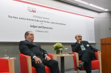 CUHK Law hosts a dialogue between Justice Antonin Scalia, Justice of the Supreme Court of the United States (left) and Justice Kemal Bokhary, Non-Permanent Judge of the Court of Final Appeal of Hong Kong.