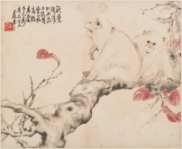 The White Apes
Modern Huang Kan (1890-1976)
Dated 1940
Album leaf, ink and colour on paper
28.7x35.4cm
Accession no.: 2001.0240
Gift of Bei Shan Tang