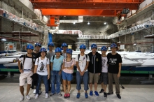 Physics students and researchers inside one of the Daya Bay underground experimental halls.