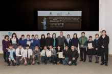 (From 4th to 10th right, back row) Dr Yau Wing-kwong, CEO of Environmental Association; Ms Vivian Lee, Senior Charities Manager of the Hong Kong Jockey Club; Dr Rebecca Lee, Founder of Polar Museum Foundation and Honorary Fellow of CUHK; Professor Fung Tung, Associate Vice-President of CUHK; Ms Vivian Ho, Director of Campus Planning and Sustainability Office of CUHK; Ms Idy Wong, Head of Sustainable Living and Agriculture Department of Kadoorie Farm and Botanic Garden; and Mrs Cecilia Lam, Programme Director of CUHK Jockey Club Initiative Gaia post for a group photo with winners of the secondary school students category of the green mini movies competition.