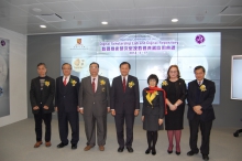 (From Left) Prof. Lai Chi Tim, Director, Centre for the Studies of Daoist Culture, CUHK; Master Billy CY LAM, Vice Chairman of Fung Ying Seen Koon; Master Leung Tak Wah, Chairman of Hong Kong Taoist Association; Prof. Benjamin Wah, Provost, CUHK; Prof. Fanny M.C. Cheung, Pro-Vice-Chancellor, CUHK; Ms. Louise Jones, University Librarian, CUHK; and Prof. Leung Yuen Sang, Dean of Arts, CUHK