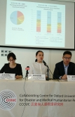 Professor Emily Ying Yang Chan, Director of CCOUC (right), Dr Susan Shuxin Wang, Research Associate of CCOUC (left), and Mr Kevin Sida Liu, Assistant Lecturer at JC School of Public Health and Primary Care in the press conference at Jockey Club Museum of Climate Change, The Chinese University of Hong Kong.