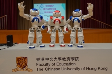 CUHK Faculty of Education introduces three social robots: (from left)  Kya, Sunny and Mira