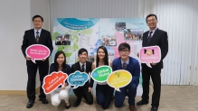 (From left) Mr. Leung Yu-chiu Raymond, Director of Student Affairs; Miss Yau Cheuk-ting Cherry, Global Business Year 5 student; Mr. Cheng Chi-to Chester, Integrated BBA Year 2 student; Miss Ng Kwan-wai Janet, Integrated BBA Year 4 student; Mr. Ho Ka-ki Kelvin, Public Health Year 3 student; and Mr. Hung Fan-fung Samuel, Head of Career Planning and Development Centre, Office of Student Affairs, CUHK.