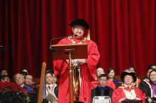 The Honourable Chief Justice Ma Tao-li, Geoffrey delivers a speech.