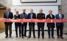 (From left) Prof. Nelson Chen, Director of the School of Architecture, CUHK; Prof. Essy Baniassad, Former Chairman of the Department of Architecture; Mr. Wong Kam-sing, Secretary for the Environment of the HKSAR Government; Prof. Tunney Lee, Founding Chairman of the CUHK architecture programme; Mr. James Kinoshita, renowned architect and donor of the Kinoshita Lectures in Architecture; Prof. Chiu Chi-yue, Dean of Social Science, CUHK; Prof. Ho Puay Peng, Former Department Chairman and School Director of the CUHK architecture programme.