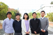 A research team led by Prof. Liwen Jiang of School of Life Sciences sheds new light on the essential role of ATG9 in plant autophagosome membrane initiation. From Left: Prof. Byung-Ho KANG; Mr. Kin Pan CHUNG; Dr. Xiaohong ZHUANG; Prof. Liwen JIANG and Dr. Yong CUI.