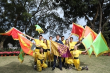 Prof. Joseph Sung joins eight CUHK students to perform a flag dance.