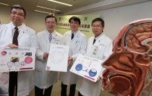 The research team of CUHK Faculty of Medicine unravels the whole genome of nasopharyngeal carcinoma which will facilitate the development of personalized medicine. (From left) Prof. LO Kwok Wai, Department of Anatomical and Cellular Pathology; Prof. Anthony CHAN, Li Shu Fan Medical Foundation Professor of Clinical Oncology; Prof. TO Ka Fai, Chairman of the Department of Anatomical and Cellular Pathology; and Dr. HUI Pun, Clinical Associate Professor (honorary), Department of Clinical Oncology.