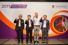 Toasting at the conference dinner by (from left) Prof. Eddie Dekel, President of the Econometric Society in 2016; Prof. Junsen Zhang, Program Committee Co-chair of 2017 Asian Meeting of the Econometric Society; Prof. Atsushi Kajii, Chair of the Asia Regional Standing Committee of the Econometric Society; and Prof. In Choi, Program Committee Co-chair of 2018 Asian Meeting of the Econometric Society.