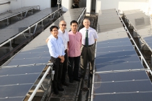 (From left) Prof. Wong Ching-ping, Dean of Engineering, CUHK; Prof. Chiu Dah-ming, Emeritus Professor, Department of Information Engineering; Prof. Minghua Chen, Associate Professor, Department of Information Engineering; and Prof.  Yam Yeung, Associate Master, Lee Woo Sing College.