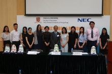 The team leads by Prof. So Wing-Chee (from 1st to 6th left) will provide free Robot for Autism Behavioural Intervention training to autistic children.