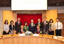 Professor Rocky S. Tuan (front row, left), Vice-Chancellor and President of CUHK and Professor Wang Shuguo (front row, right), President of XJTU sign a collaboration agreement to establish CUHK-XJTU Joint Research Center on Migration. (Back row from left) Professor Tong Yuying, Assistant Dean (Research), Faculty of Social Science, CUHK; Professor Wong Suk-ying, Associate Vice-President, CUHK; Mr. Eric Ng, Vice-President, CUHK; Professor Fanny Cheung, Pro-Vice-Chancellor, CUHK; Dr. Tan Tieniu, Deputy Director of the Liaison Office of the Central People's Government in the HKSAR; Professor Eric Fong, Chairman, Department of Sociology, CUHK; Professor Li Shuzhuo, Director, Institute for Population and Development Studies, XJTU; Ms. Jia Yihua, Director, Social Sciences Research Office, XJTU; Mr. He Changzhong, Director, Office of Hong Kong, Macao and Taiwan Affairs, XJTU.