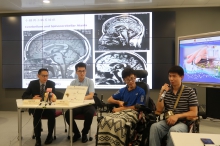 (From left) Professor Edwin Chan, Dr Stephen Chen, SCA patients Mr Cheng and Mr Fung.