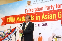 Professor Rocky S. Tuan, Vice-Chancellor and President of CUHK delivers a speech at the celebration party.