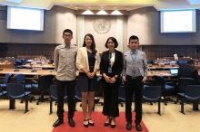 (From left) Mr Liang Zhaotang, Ms Cai Lyutong, Ms Zhao Ziqi, and Mr Ma Jiahua, postgraduate students participating in the sixth CUHK-UNESCAP Internship Programme.