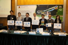 (from left) Mr. Sam Wing-Sum Wong, Executive Director, Physical Fitness Association of Hong Kong, China, Prof. Raymond Kim-Wai Sum, Assistant Professor, Department of Sports Science & Physical Education, CUHK, Prof. Martin Chi-sang Wong, Professor, Jockey Club School of Public Health and Primary Care, CUHK, Prof. Mark Tremblay, President and Founder, Active Healthy Kids Global Alliance, Prof. Stephen Heung-Sang Wong, Chairman & Professor, Department of Sports Science & Physical Education, CUHK, Prof. Leung Seung-ming, Alvin, Dean, Faculty of Education, CUHK and Prof. Cindy Hui-Ping Sit, Associate Professor, Department of Sports Science & Physical Education, CUHK