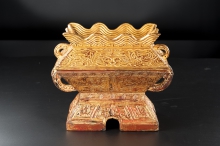 Lacquer rectangular vessel and cover, Fu