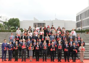 A group photo at the flag-raising ceremony.