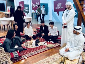 Students exchange and connect with local students at Zayed University in Dubai, attending workshops on UAE heritage to foster academic ties between the two universities.