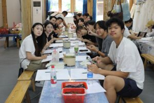Students experience batik wax dyeing