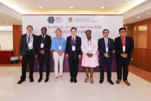 Professor Dennis Lo Yuk-ming meets with university leaders to exchange views on global collaboration.