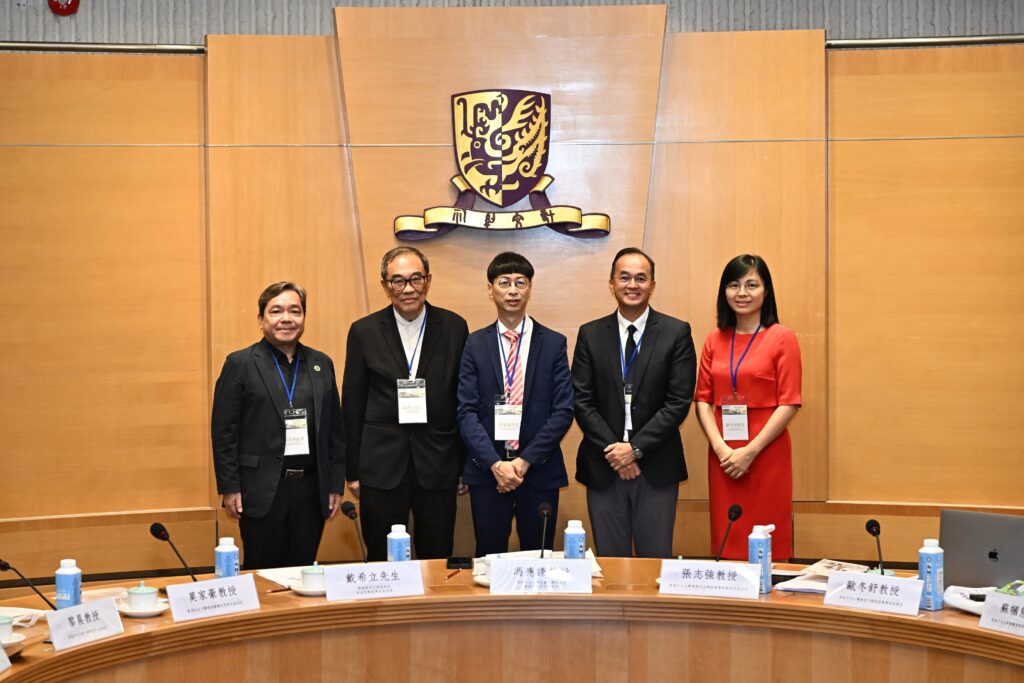 From left: Professor Joshua K. H. Mok, Provost and Vice President (Academic & Research) of The Hang Seng University of Hong Kong; Mr Tai Hay-lap, Member of Chief Executive’s Policy Unit Expert Group of the Hong Kong government; Professor Anthony Fung Ying-him, CUHK’s Dean of  Social Science and Director of HKIAPS; Professor Alan Cheung Chi-keung, Head of and Professor in CUHK’s Department of Educational Administration and Policy; and Professor Ou Dongshu, Associate Professor in CUHK’s Department of Educational Administration and Policy.